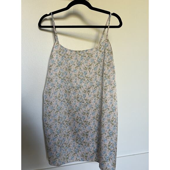 Show Me Your Mumu Women’s Satin-like Mini Dress Pink & Blue Floral Print Size M - Picture 3 of 6